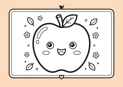 The apple card in the colour version, peach around the frame