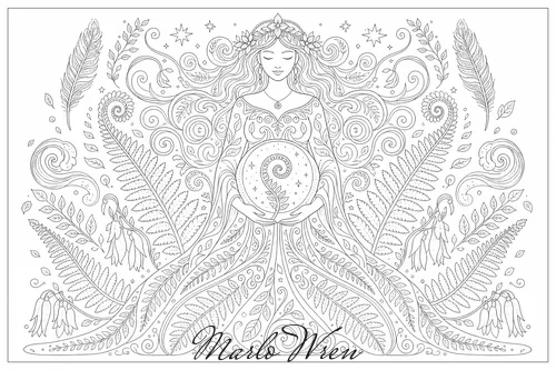 The Seed, a line drawing to colour