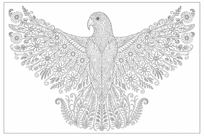Kea, a line drawing to colour