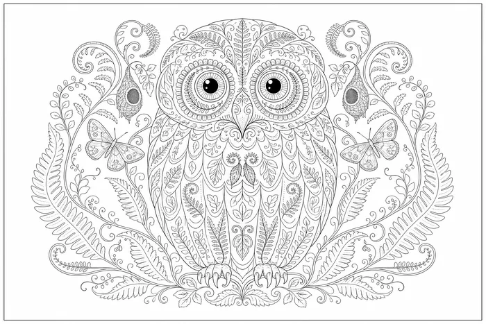 Ruru, a line drawing to colour